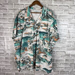 Columbia PFG All Cotton Colorful Tuna Fishing Print Button Up Shirt Mens 4XL